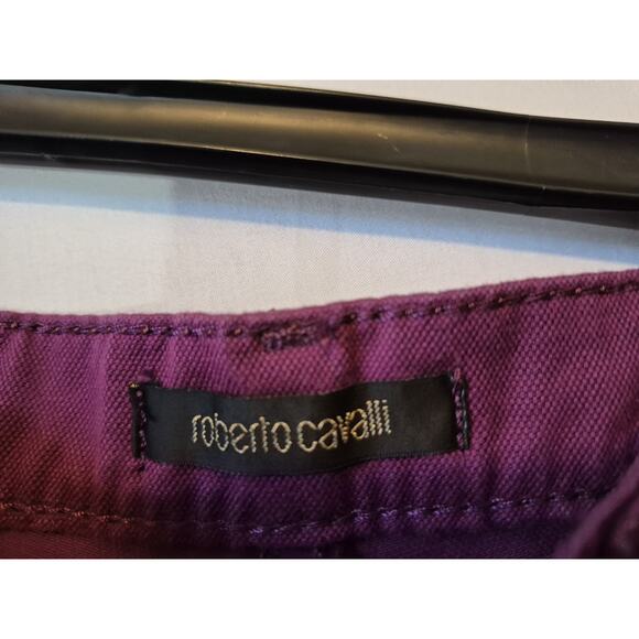 Vintage Roberto Cavalli Dark Purple Designer Straight Leg Jeans 28 X 35 Studded - Picture 3 of 5